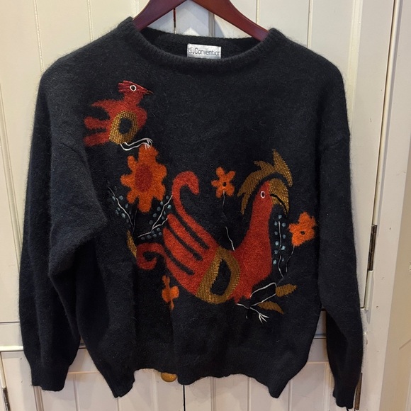 Sweaters - Gorgeous Vintage Sweater with Colorful Bird Design